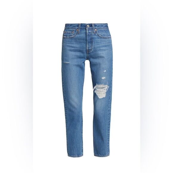 Levi’s Wedgie Icon High-Rise Ripped Icon Jeans Medium Wash Athens Asleep Size 24 - Picture 2 of 11